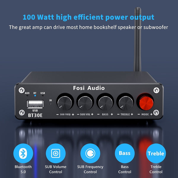 Bluetooth 5.0 Sound Power Amplifier 2.1 Channel Integrated Amp & U-Disk Player Home Audio Subwoofer 100W - Vimost Shop