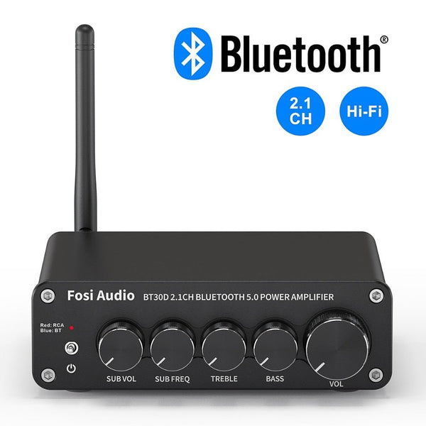 Bluetooth Sound Power Amplifier 2.1 Channel Bass & Treble Control Amp Audio Subwoofer 100W + 50W x2 - Vimost Shop