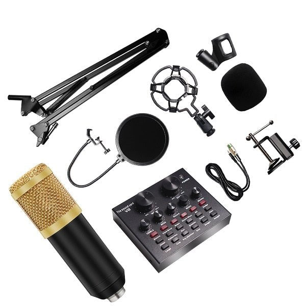 Bm 800 Studio Microphone Kits With Filter V8 Sound Card Condenser Microphone Bundle Record Ktv Karaoke Smartphone Microphone - Vimost Shop