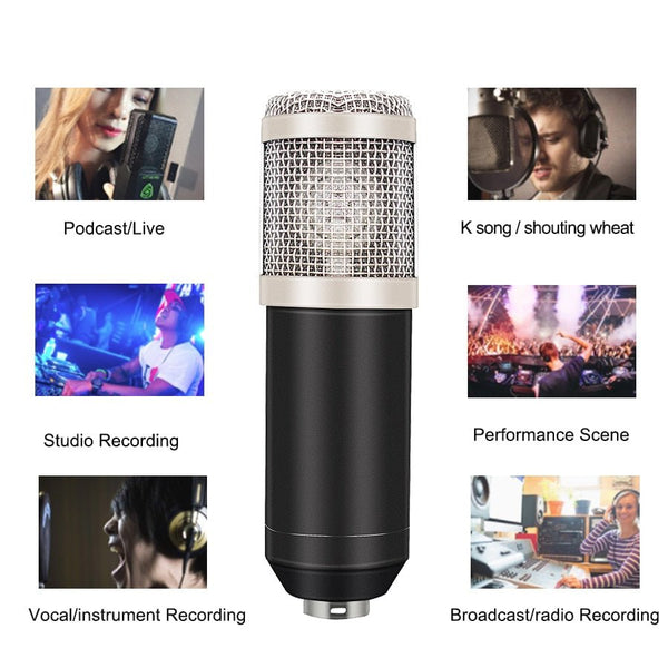 Bm800 Studio Microphone Condenser Microphone with Pop Filter&Phantom Power Vocal Record KTV Karaoke BM 800 Microfono Youtuber - Vimost Shop