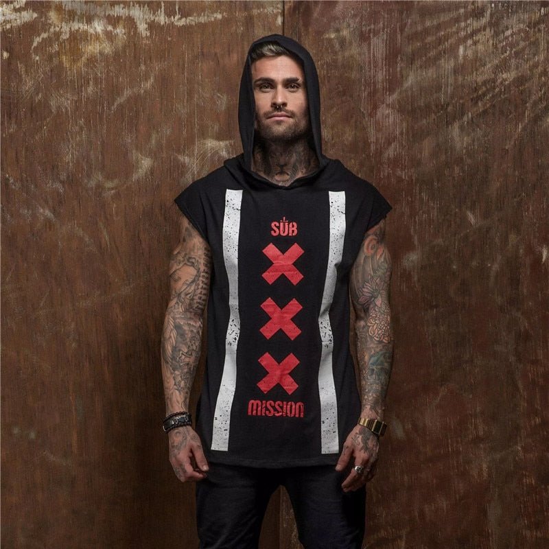 Bodybuilding Stringer Tank Top with hooded Mens Gyms Clothing Fitness Mens Sleeveless Vests Cotton Singlets Muscle Sports vest - Vimost Shop
