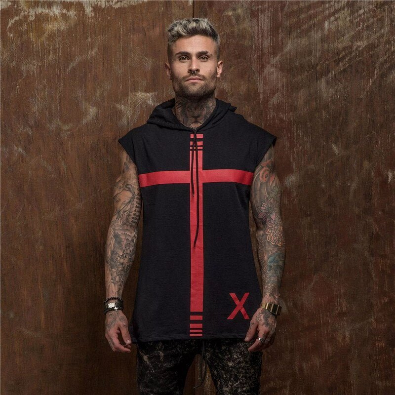 Bodybuilding Stringer Tank Top with hooded Mens Gyms Clothing Fitness Mens Sleeveless Vests Cotton Singlets Muscle Sports vest - Vimost Shop