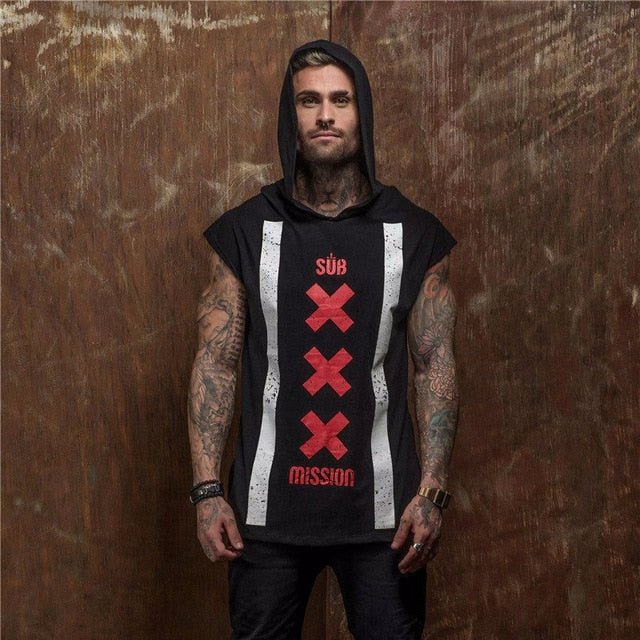 Bodybuilding Stringer Tank Top with hooded Mens Gyms Clothing Fitness Mens Sleeveless Vests Cotton Singlets Muscle Sports vest - Vimost Shop