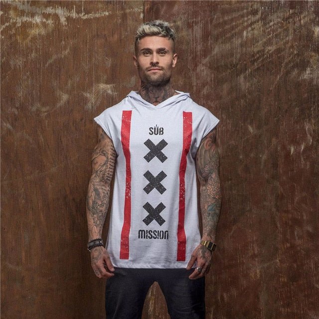 Bodybuilding Stringer Tank Top with hooded Mens Gyms Clothing Fitness Mens Sleeveless Vests Cotton Singlets Muscle Sports vest - Vimost Shop