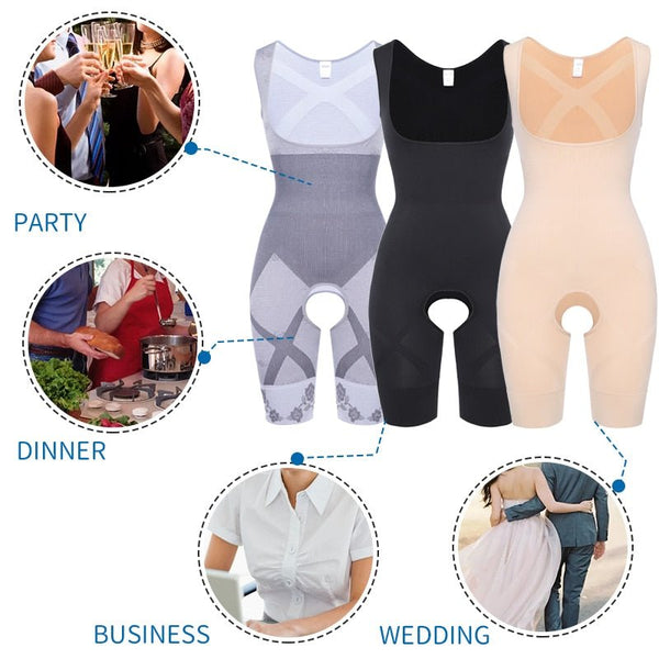 Bodysuit Shapewear Full Body Shaper Seamless Bamboo Corset Waist Trainer Women Slimming Sheath Abdomen Shapers Tummy Slim Tops - Vimost Shop