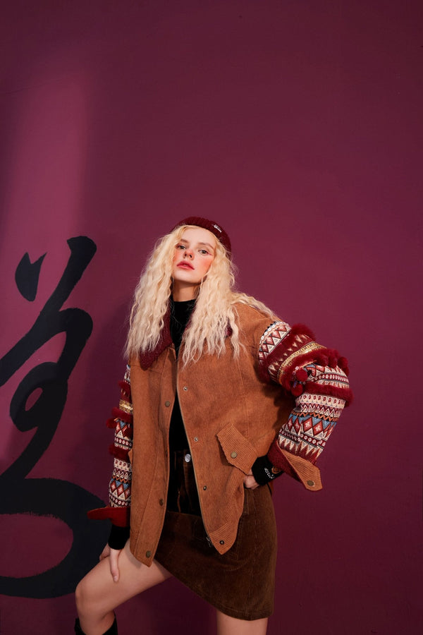Bohemia Corduroy Single Breasted Casual Padded Coat Women,Winter ELF Full Sleeve Korean Female Warmness Outwears - Vimost Shop