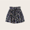 Boho Navy Ditsy Floral Print Paperbag Waist Belted Flared Skirts Frilled Pleated Mini Skirt - Vimost Shop