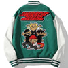 Bomber Jacket Men Cartoon Comics Boys Patch Furry Letter Baseball Coats High Street Hip Hop Japanese Varsity Streetwear - Vimost Shop