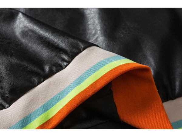 Bomber Jacket Men Colorful Striped Patchwork Heart Letter Patch Hip Hop College Style Baseball Coats Autumn Streetwear - Vimost Shop