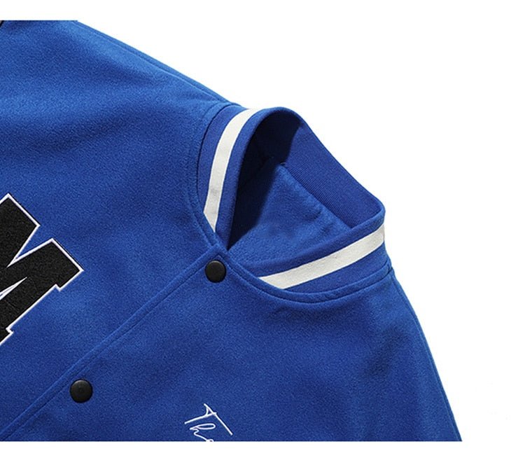 Bomber Jacket Men Furry Big Letter Bear Skeleton Patchwork Baseball Coat Couple Oversized Cozy College Style Streetwear - Vimost Shop