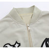 Bomber Jacket Men Punk Letter Patch Pleated Cargo Coats Autumn Simple High Street Vintage Baggy Baseball Outwear Couple - Vimost Shop