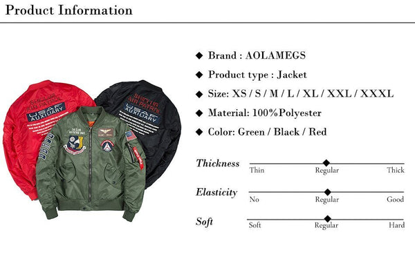 Bomber Men Badge Air Pilot MA-1 Men's Jacket Hip Hop Outwear - Vimost Shop