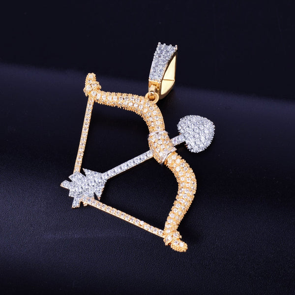 Bow and arrow Shape Necklace & Pendants Gold Color Iced Cubic Zircon Men's Hip hop Jewelry With Tennis Chain - Vimost Shop