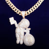Boy Hand Carrying Dollar Bag Hip Hop Pendant With 14mm Cuban Chain Men's Rock Necklace Charm Street Jewelry - Vimost Shop
