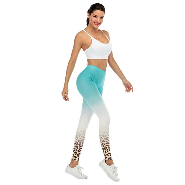 Brand Fashion Woman Pants Sexy Women Legging Blue gradient leopard Printing Fitness leggins Slim legins Stretchy Leggings - Vimost Shop