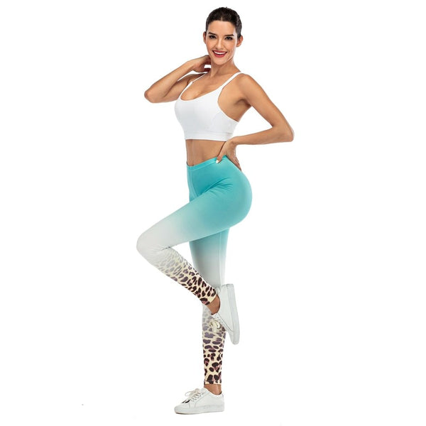 Brand Fashion Woman Pants Sexy Women Legging Blue gradient leopard Printing Fitness leggins Slim legins Stretchy Leggings - Vimost Shop