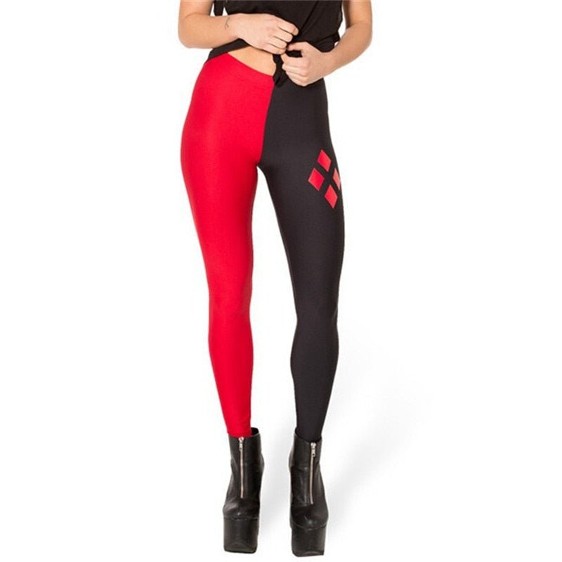 Brand Harley Quinn Leggings Fashion Women Clothes Digital Print Pants New FitnessRed and black spell Ling grid leggins - Vimost Shop