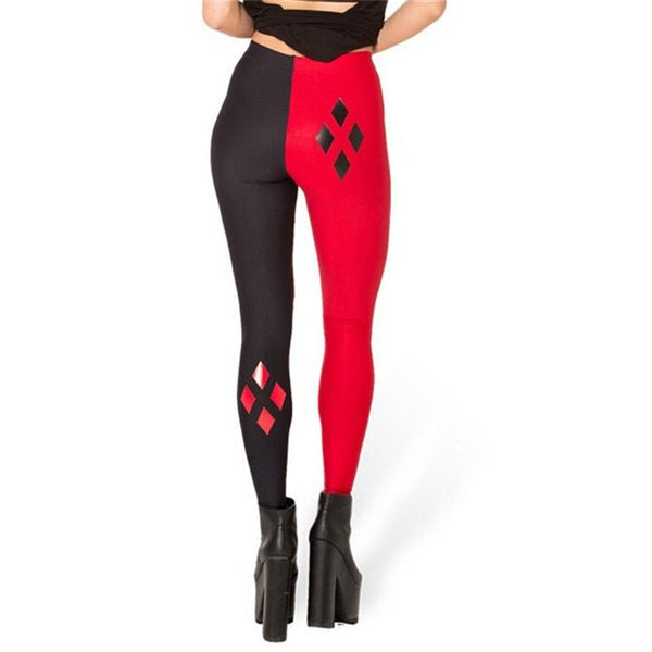 Brand Harley Quinn Leggings Fashion Women Clothes Digital Print Pants New FitnessRed and black spell Ling grid leggins - Vimost Shop
