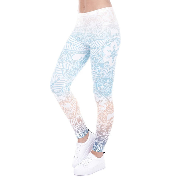 Brand Hot Sales Leggings Mandala Mint Print Fitness legging High Elasticity Leggins Legins Trouser Pants for women - Vimost Shop