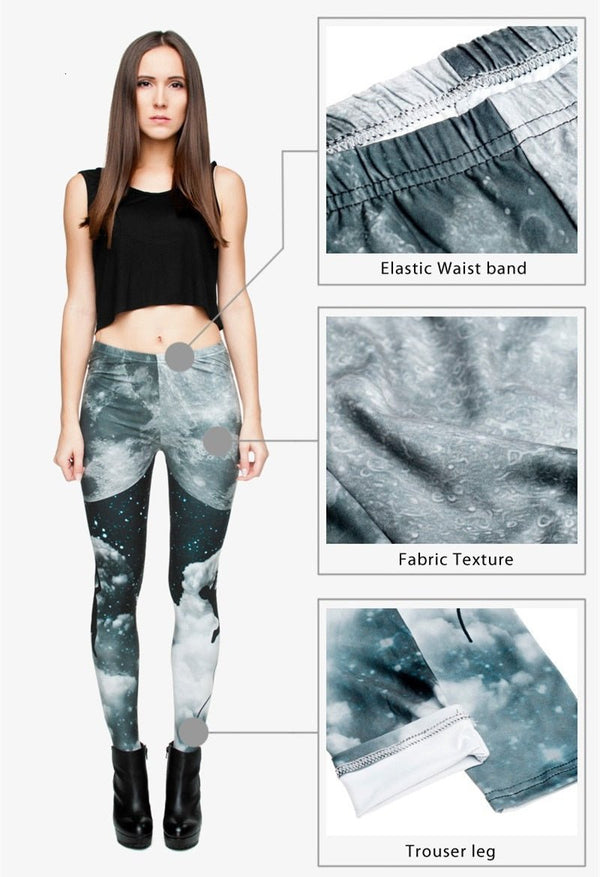 Brand Night Moon 3D Printing Our world Legging Punk Women Legins Stretchy Trousers Casual Pants Leggings - Vimost Shop