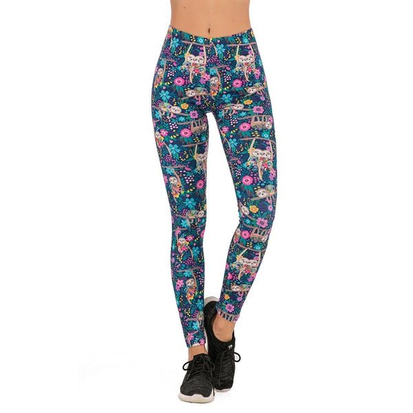 Brands Women Fashion Legging Floral sloth Printing leggins Slim legins High Waist Leggings Woman Pants - Vimost Shop