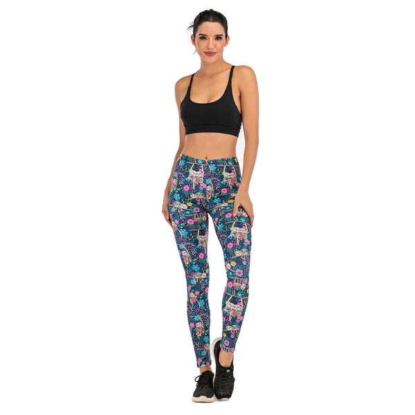 Brands Women Fashion Legging Floral sloth Printing leggins Slim legins High Waist Leggings Woman Pants - Vimost Shop
