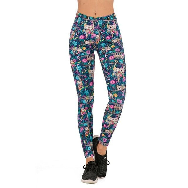 Brands Women Fashion Legging Floral sloth Printing leggins Slim legins High Waist Leggings Woman Pants - Vimost Shop