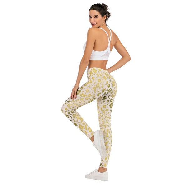 Brands Women Fashion Legging Gold Fluorescence Leopard Printing ombre leggins Slim legins High Waist Leggings Woman Pants - Vimost Shop