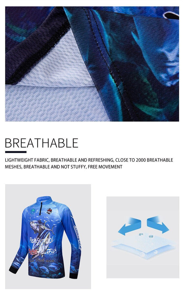 Breathable fishing shirts men cycling long sleeve tuna fishing clothes anti uv sun protection quick dry fishing jersey - Vimost Shop