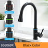 Brushed Nickel Kitchen Faucet Single Hole LED Style Pull Out Spout Kitchen Sink Stream Sprayer Head Black Mixer Tap LED - Vimost Shop