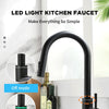 Brushed Nickel Kitchen Faucet Single Hole LED Style Pull Out Spout Kitchen Sink Stream Sprayer Head Black Mixer Tap LED - Vimost Shop