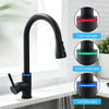 Brushed Nickel Kitchen Faucet Single Hole LED Style Pull Out Spout Kitchen Sink Stream Sprayer Head Black Mixer Tap LED - Vimost Shop