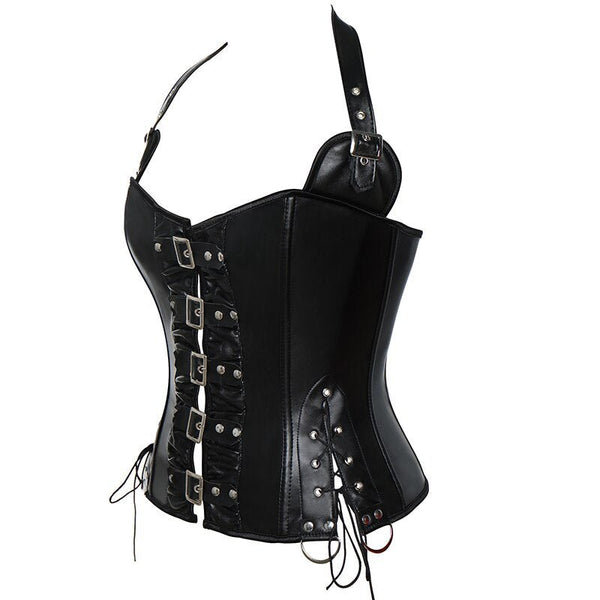 Bustiers & Corsets Leather Overbust Corset Tops with Buckles Steel Boned Steampunk Gothic Bustier Waist Training Corselet Vest - Vimost Shop