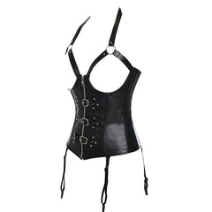 Bustiers & Corsets Leather Steampunk Underbust Corsets with Garters Belt Lace Up Boned Bustiers Tops Sexy Lingerie Set Nightwear - Vimost Shop