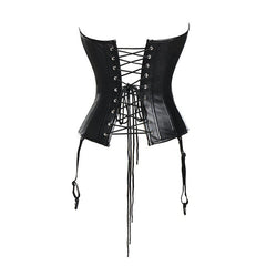 Bustiers & Corsets Leather Steampunk Underbust Corsets with Garters Belt Lace Up Boned Bustiers Tops Sexy Lingerie Set Nightwear - Vimost Shop