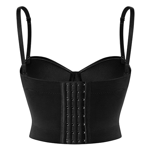 Bustiers & Corsets PU Leather Gothic Corset Vest Padded Bra Top Strapless Bras Underwire Brassiere Bustier Crop Top Party Bralet - Vimost Shop
