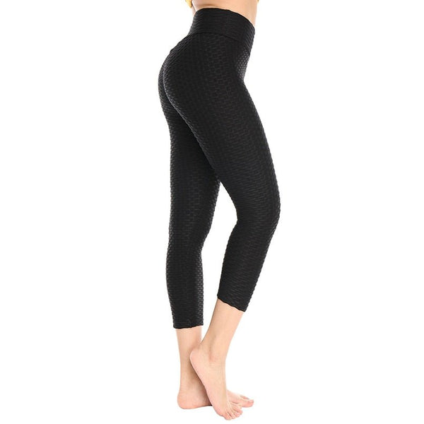 Calf Length Anti-Cellulite Leggings Women Scrunch Back pant Push Up Black Sport Leggings Fitness High Waist Workout Activewear - Vimost Shop