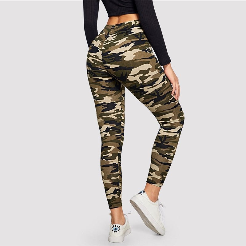 Camo Print Leggings Women Leggings Casual Style Spring Summer Autumn Stretchy Fitness Crop Leggings - Vimost Shop