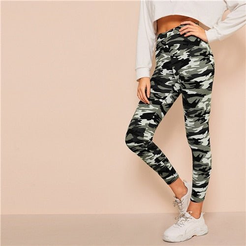 Camo Print Leggings Women Leggings Casual Style Spring Summer Autumn Stretchy Fitness Crop Leggings - Vimost Shop