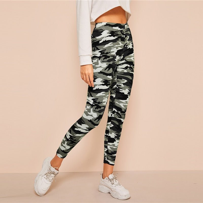 Camo Print Leggings Women Leggings Casual Style Spring Summer Autumn Stretchy Fitness Crop Leggings - Vimost Shop