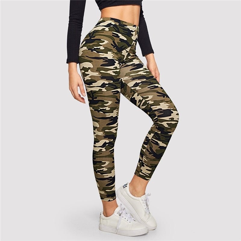 Camo Print Leggings Women Leggings Casual Style Spring Summer Autumn Stretchy Fitness Crop Leggings - Vimost Shop