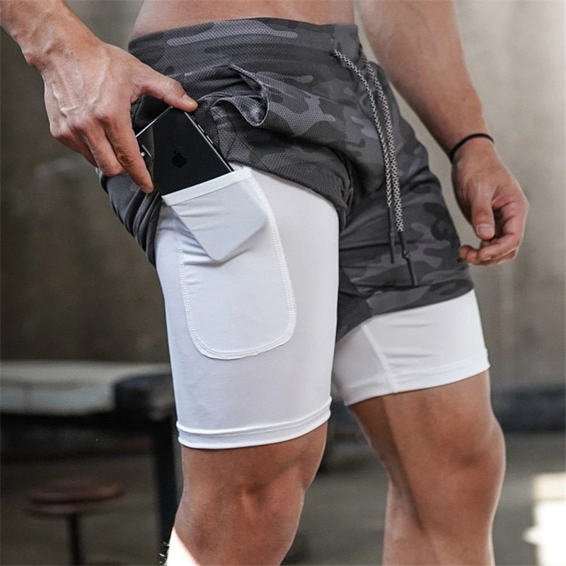 Camo Running Shorts Men 2 In 1 Double-deck Quick Dry GYM Sport Shorts Fitness Jogging Workout Shorts Men Sports Short Pants - Vimost Shop