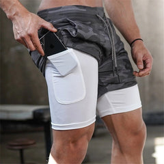 Camo Running Shorts Men 2 In 1 Double-deck Quick Dry GYM Sport Shorts Fitness Jogging Workout Shorts Men Sports Short Pants - Vimost Shop