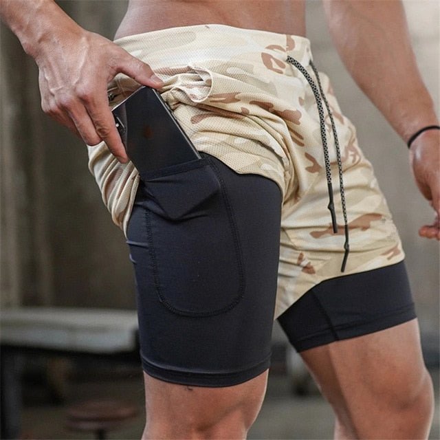 Camo Running Shorts Men 2 In 1 Double-deck Quick Dry GYM Sport Shorts Fitness Jogging Workout Shorts Men Sports Short Pants - Vimost Shop