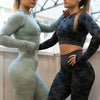 Camo Seamless O-Neck Shirts Women Gym Long Sleeves Running Sport Shirts Women Fitness Top Workout Tops - Vimost Shop