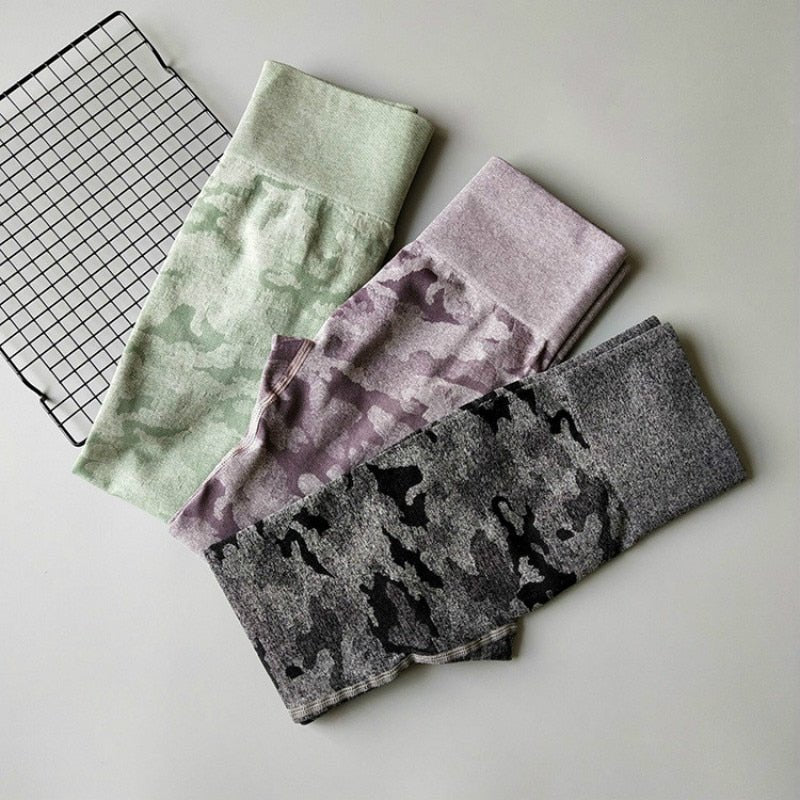 Camo Seamless Workout Sport Leggings Women Flexible High Waist Yoga Fitness Tights Athletic Running Leggings XS-L - Vimost Shop