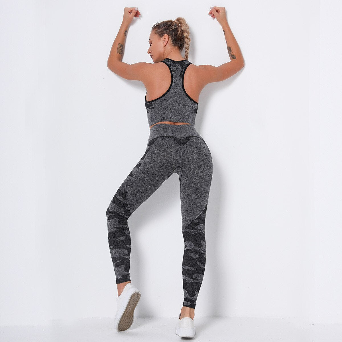 Camo Seamless Yoga Fitness Set Women Sportswear Tank Bra Crop Top Leggings Pants Workout Clothes Gym Clothing 2 Piece Tracksuit - Vimost Shop