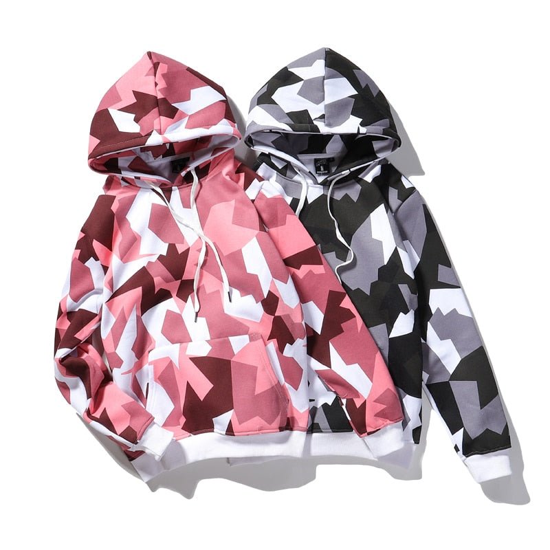 Camouflage Hooded Sweatshirts Fashion Mens Streetwear Hip Hop Skateboard Fleece Hoodies Autumn Casual Camo - Vimost Shop