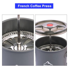 Camping Coffee Pot with French Press Outdoor Cup Mug Cookware for Hiking Trekking - Vimost Shop