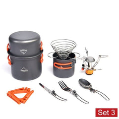 Camping Cookware Set Outdoor Tableware Equipment Supplies Burner Stove Folding Knife Fork Portable Pot Suit Tourism Cup - Vimost Shop